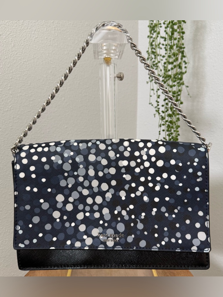 Kate Spade Navy Dot Chain Shoulder Crossbody Bag Cameron Soire Polka Dot